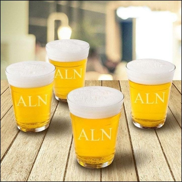 Beer Cup Set of 4 - 3 Initials