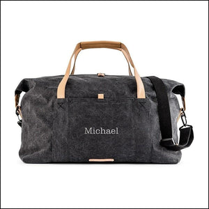 Black Canvas Duffel Bag Front View