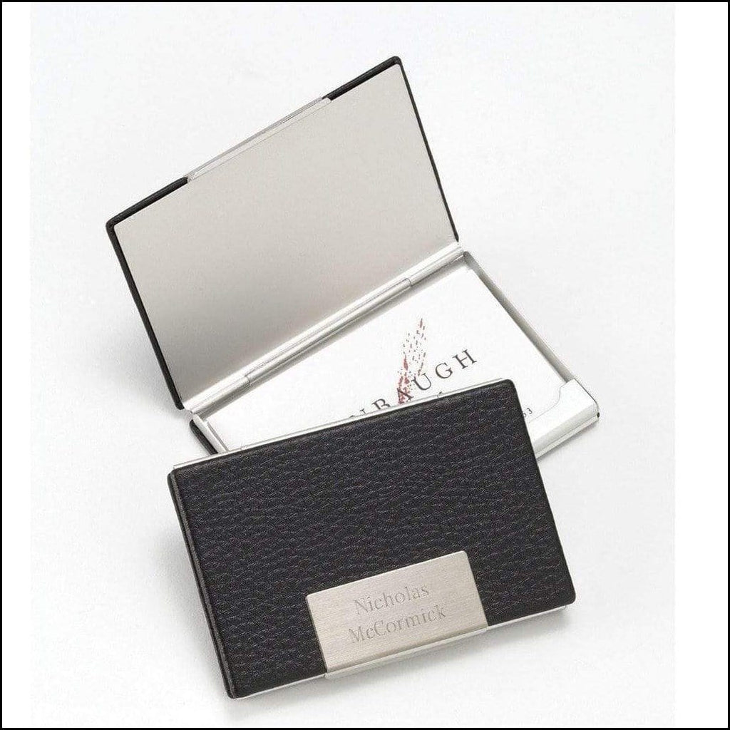 Black Leather Business Card Holder