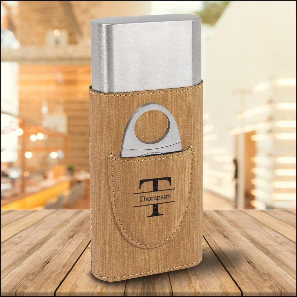 Bamboo Cigar Case with Cutter