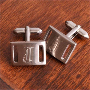 Brushed Silver Belt Buckle Cuff Links
