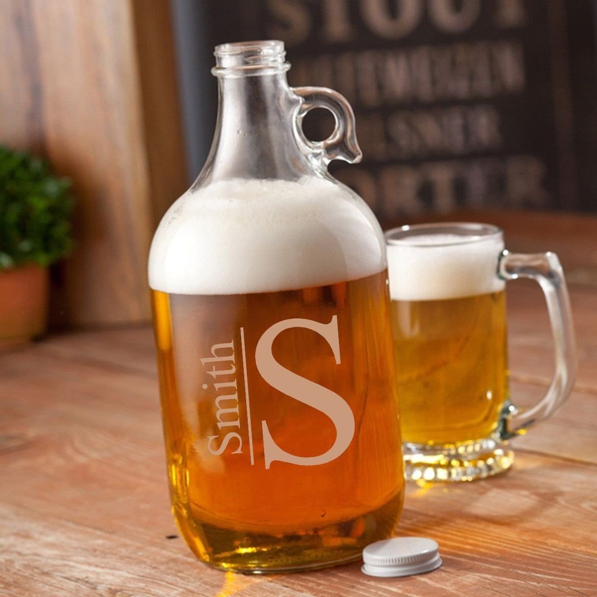 Growler with Monogram Glass