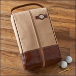 Load image into Gallery viewer, Golf Shoe Bag in Leather and Canvas
