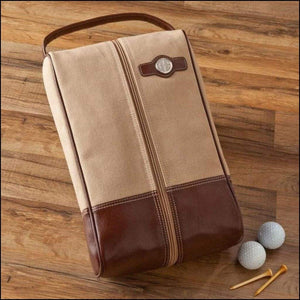 Golf Shoe Bag in Leather and Canvas