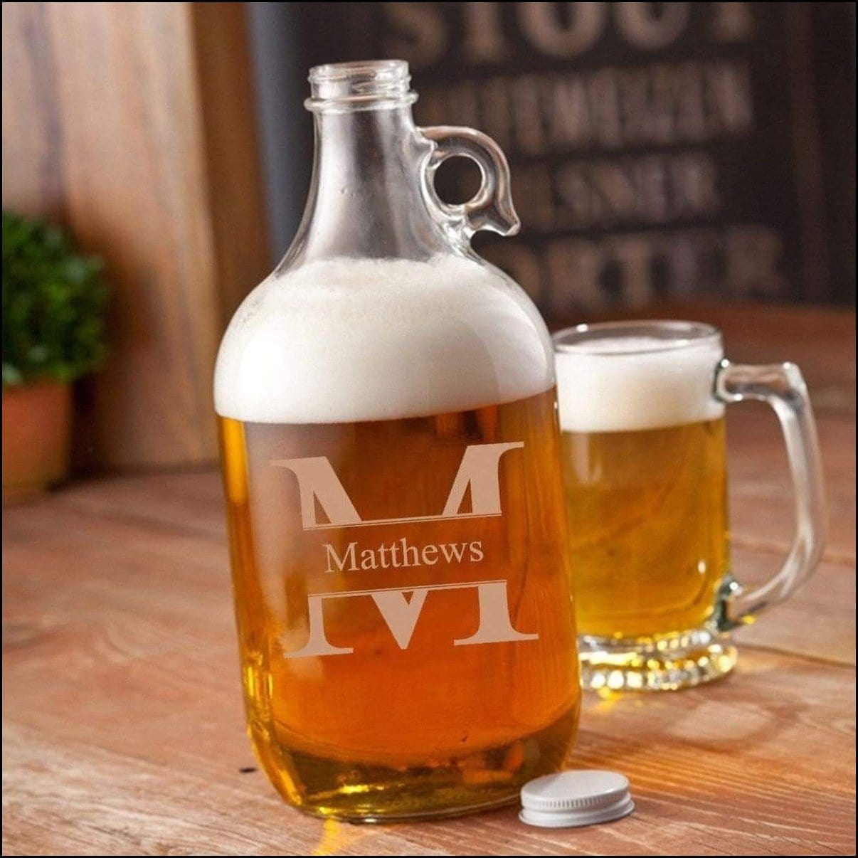 Growler with Monogram Glass