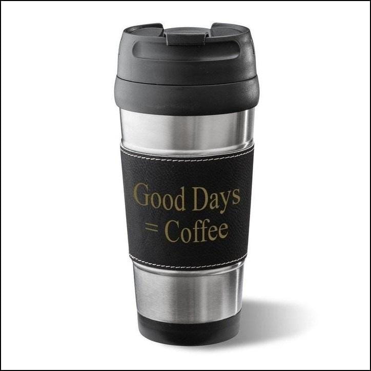 Vegan Leather Wrapped Mug-Black