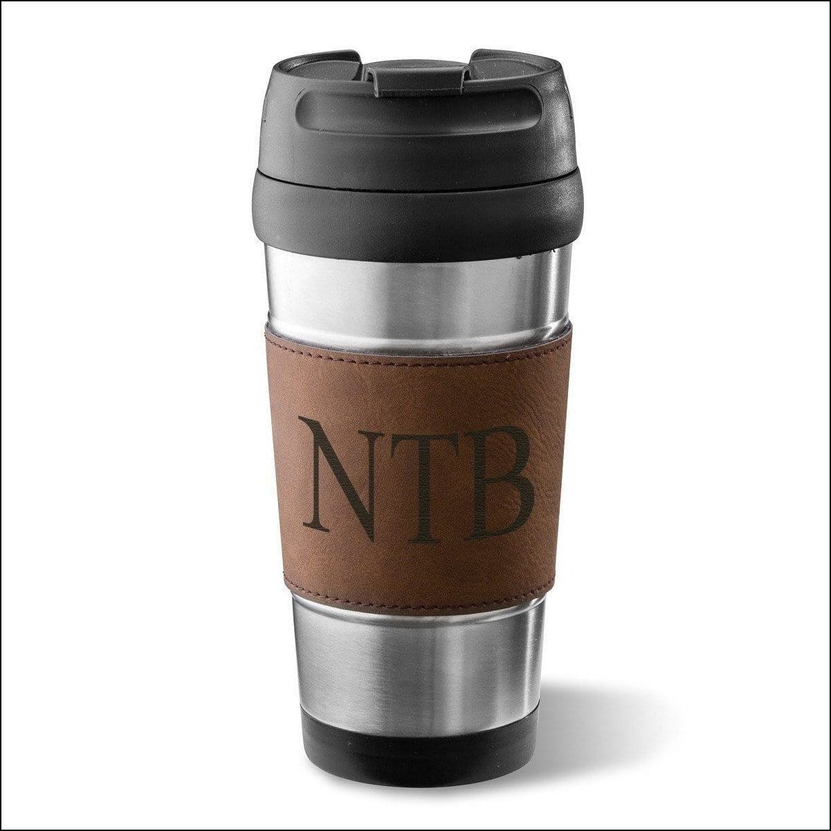 Vegan Leather Wrapped Mug-Dark Brown