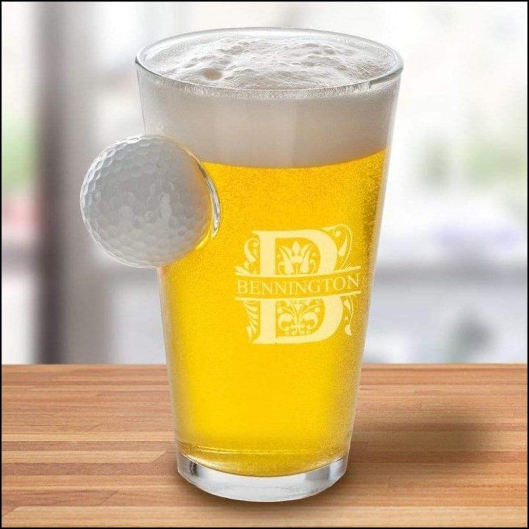 Custom Pint Beer Glass with Golf Ball