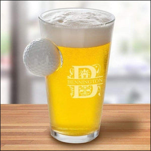 Custom Pint Beer Glass with Golf Ball