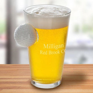 Custom Pint Beer Glass with Golf Ball