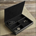 Load image into Gallery viewer, Valet Tray - Black Leather Open
