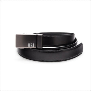 Monogrammed Black Leather Belt